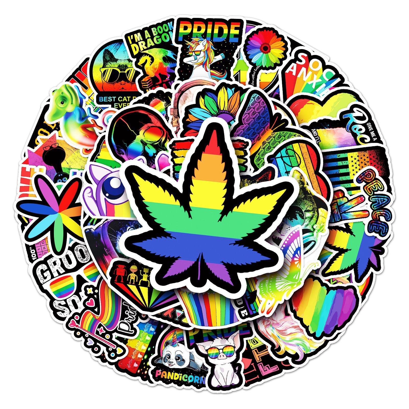 Wholesale 50pcs Rainbow DIY Color Series Cartoon Stickers